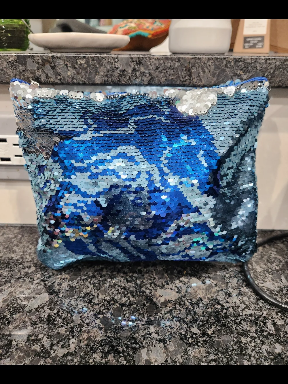 Disney Frozen ll Rever Sequin Cosmetic Pouch in Light and Dark Blue with Tassel